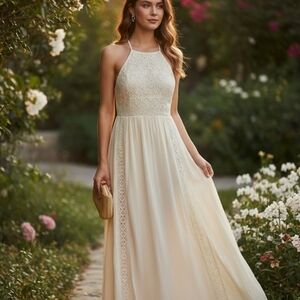 Chic Cream Lace Maxi Dress